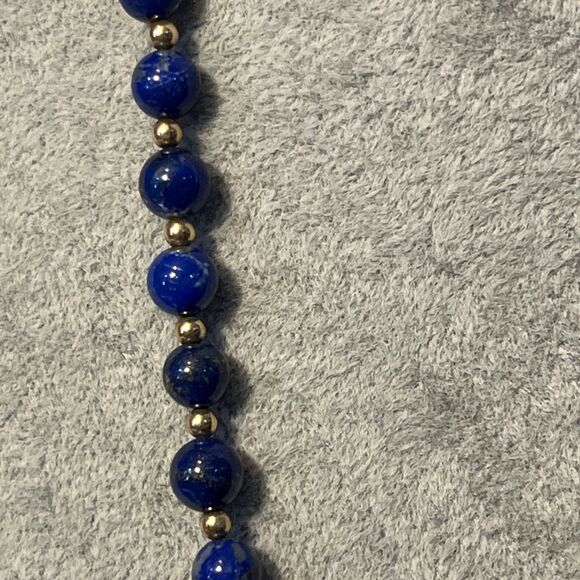 Vintage Lapis Lazuli & Cloisonné Beaded Necklace Unique Shaped 24” - Picture 5 of 13